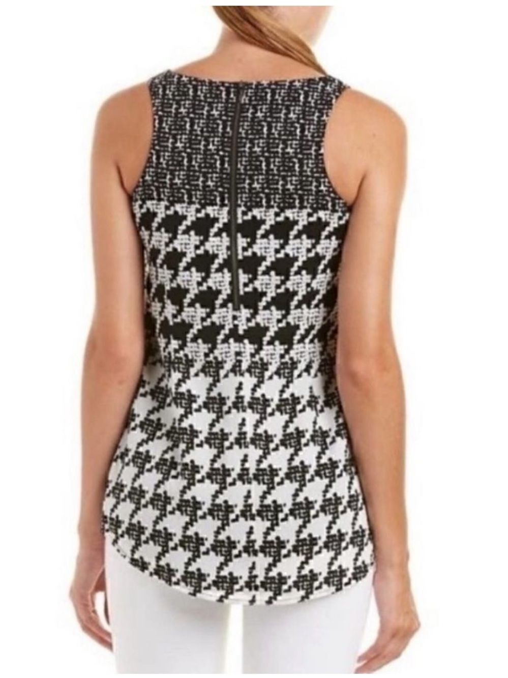 CAbi 3090 Broken Check/ Abstract Houndstooth Sleeveless Blouse Medium - Picture 3 of 10